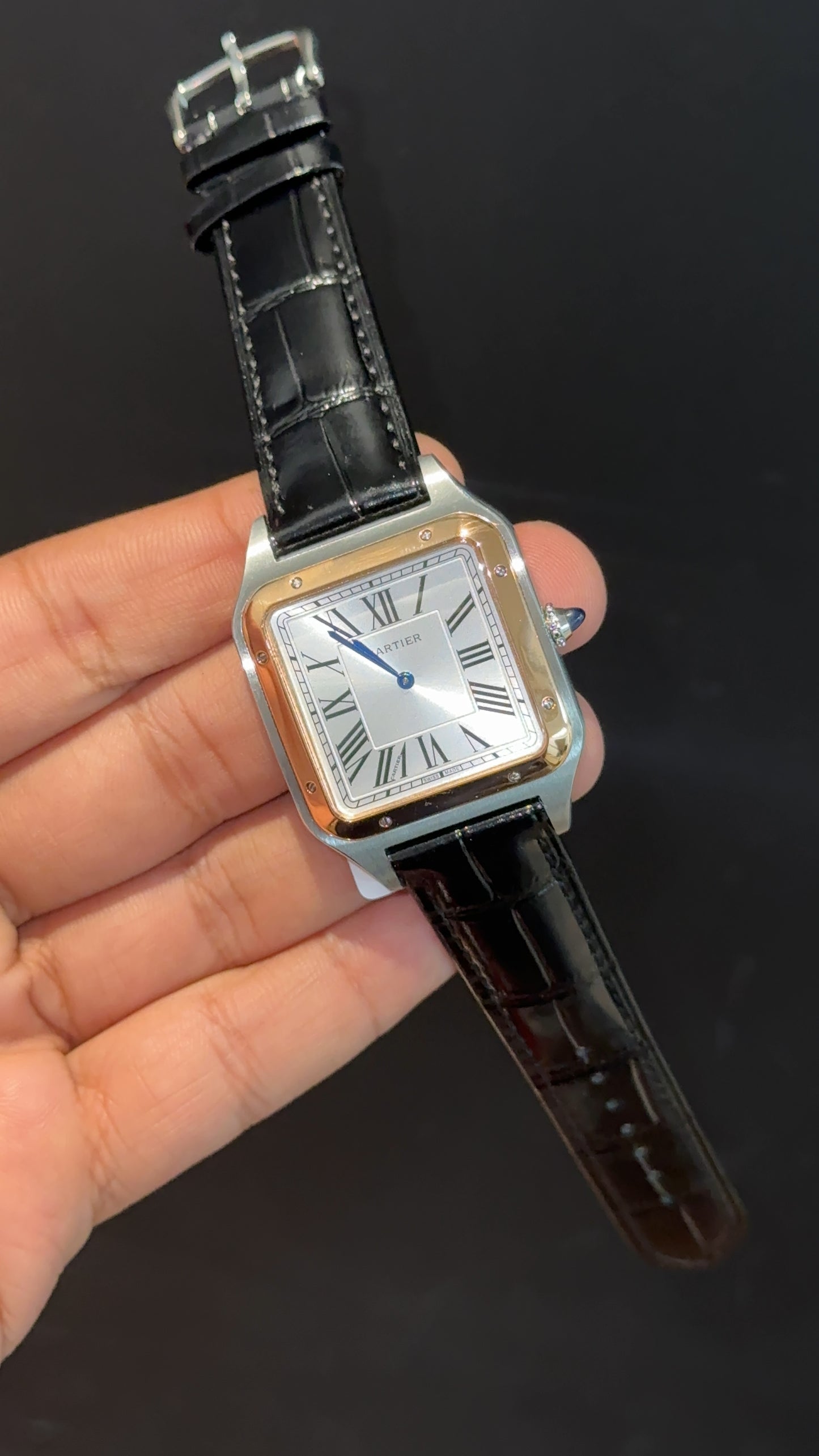 Cartier Dumont Lacquer | Rode Two Tone Case | Black Leather Strap | White Dial - twentyfour