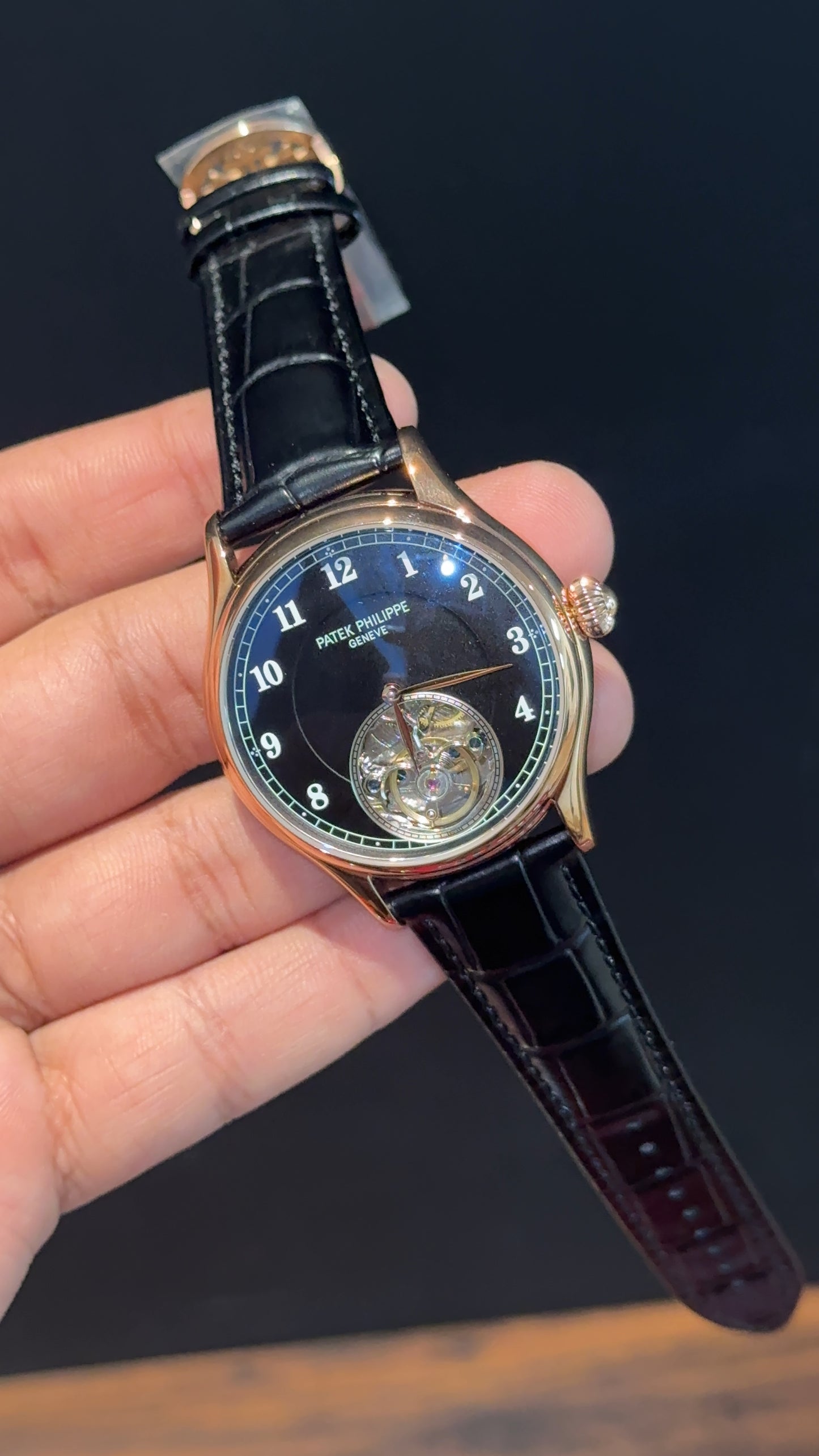 Pp Auto | Pendulum | Rose | Black Strap | White Digits | Black Dial