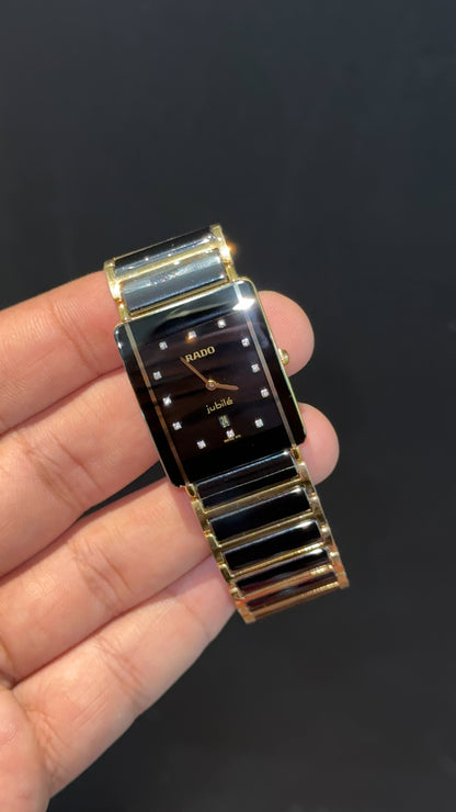 Rado Integral | Gold Black Two Tone | Diamond Digit | Black Dial