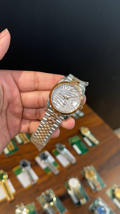 Premium Datejust | 40mm | Rose Two Tone Chain  | Silver Tree Dial