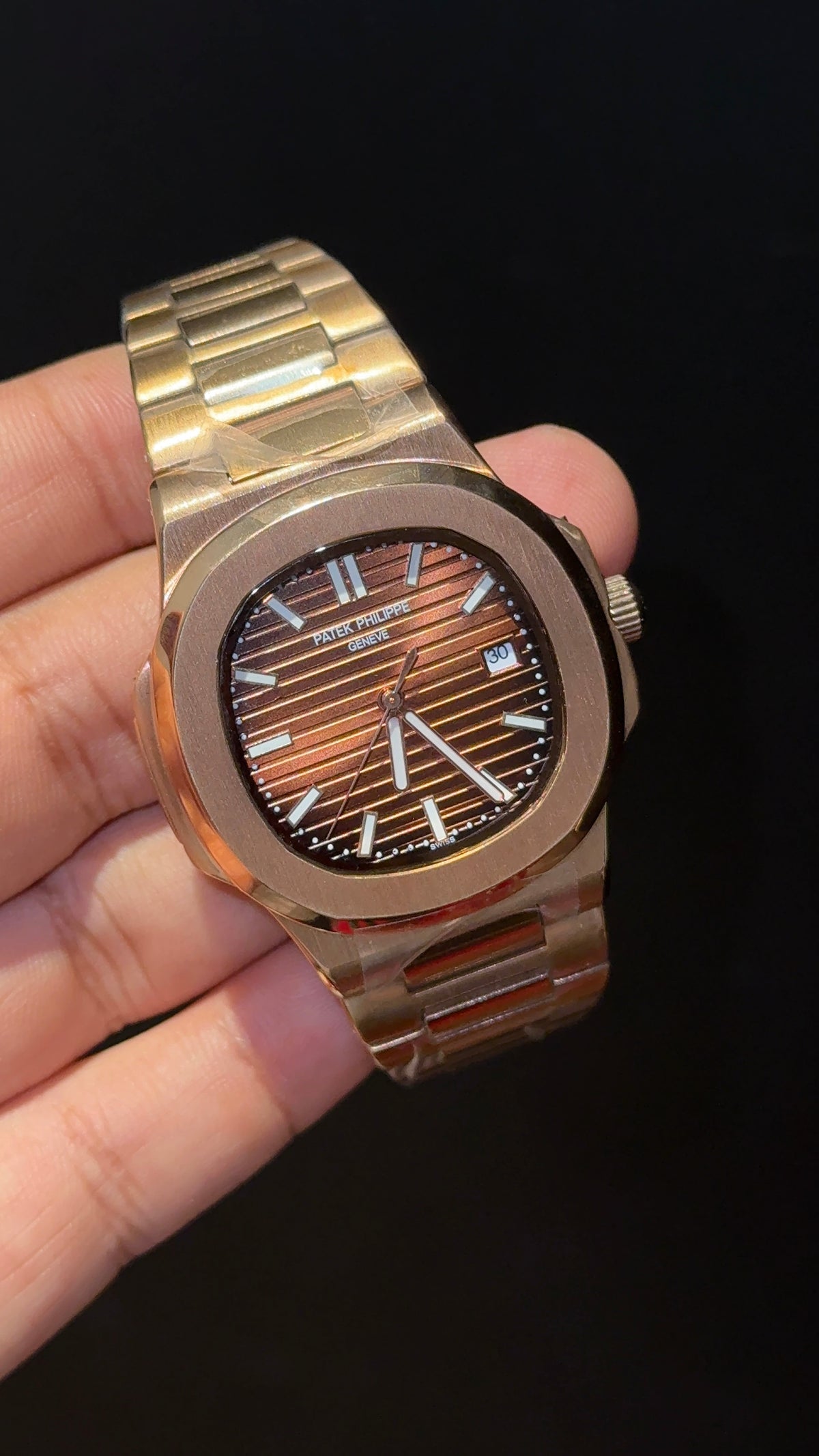 Pp auto | Rose Chain | Brown Golden Dial