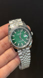 Premium Datejust  | Silver Chain | Gradient Green Dial