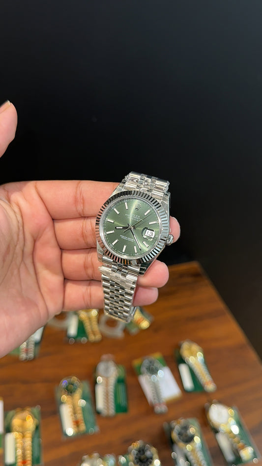 Premium Datejust | 40mm | Silver Chain | Mint Green Dial