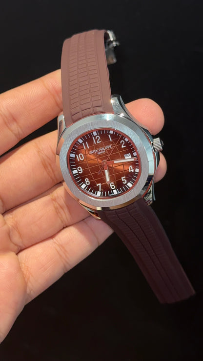 Pp Auto | Aquanaut | Brown Strap | Silver Brownish Dial