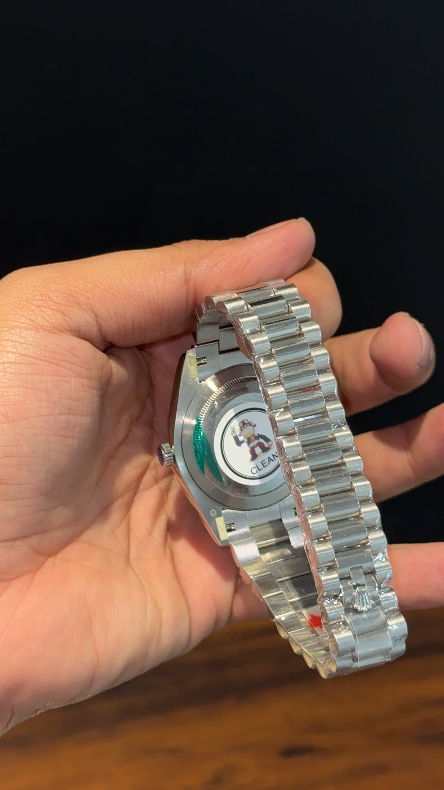 Premium DayDate | Silver Chain | Olive Green Dial