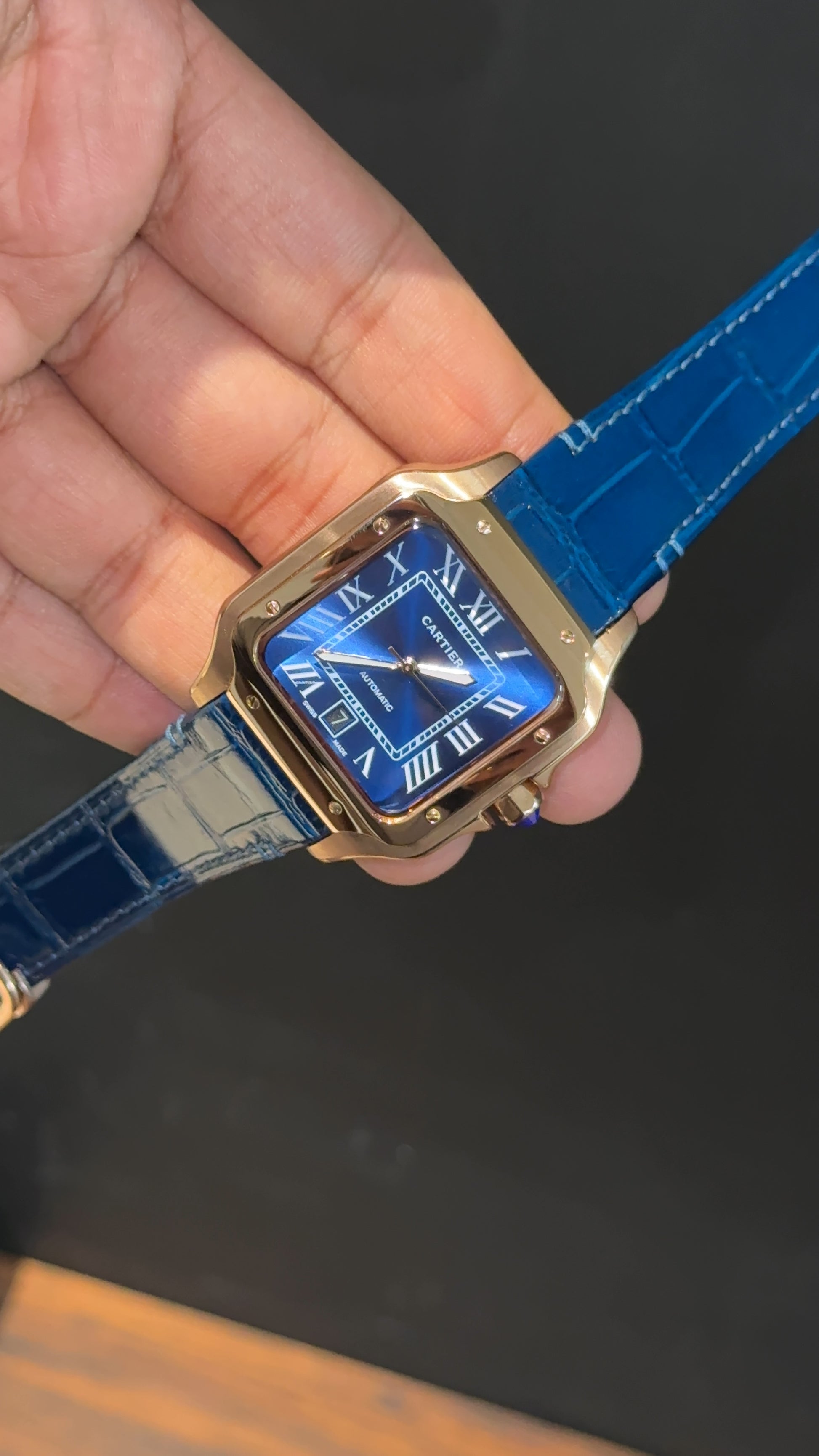 Cartier Santos | Rose Case | Blue Strap | Blue Dial - twentyfour