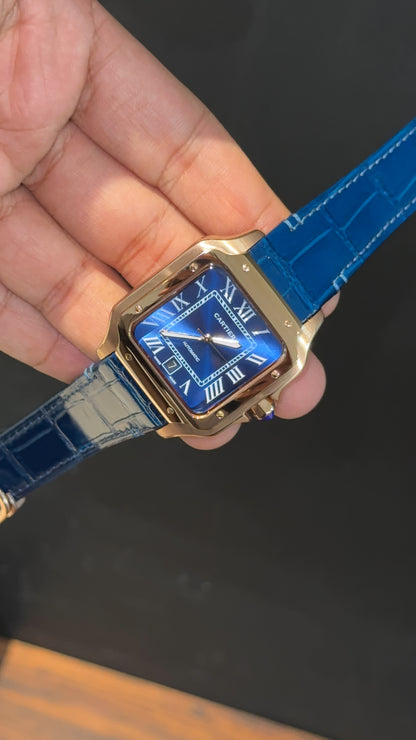 Cartier Santos | Rose Case | Blue Strap | Blue Dial - twentyfour