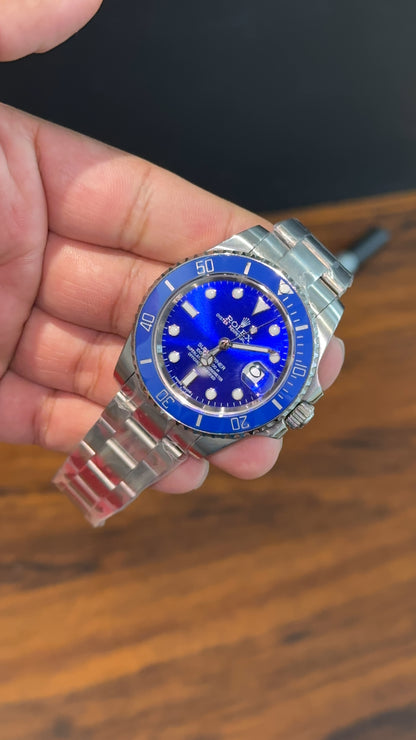 Submariner Smurf | Silver Chain | Blue Bezel | Blue Dial