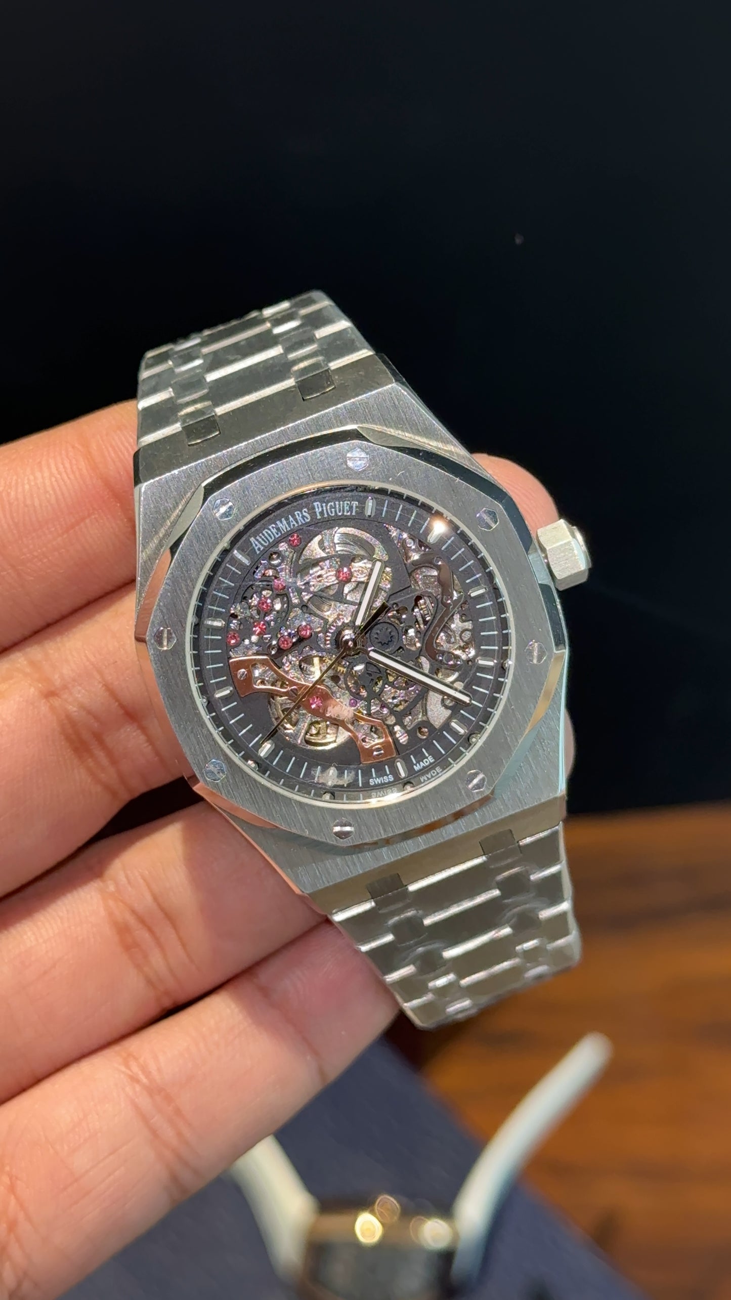 AP Skeleton | Auto | Silver Chain | Black Dial