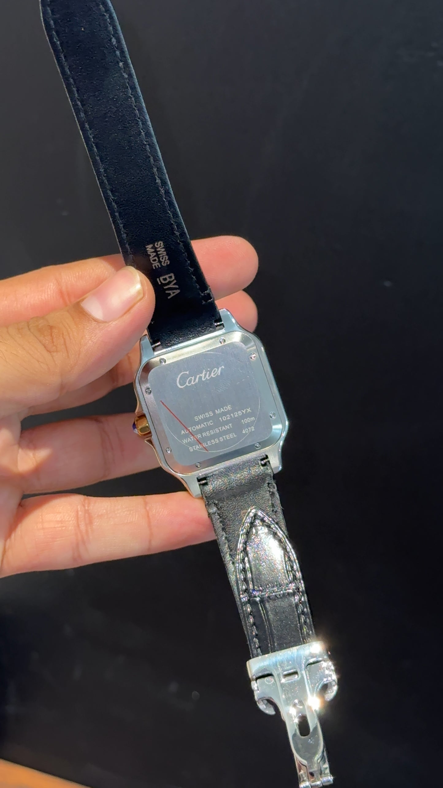 Cartier Santos | Gold TT Case | Black Strap | White Dial - twentyfour