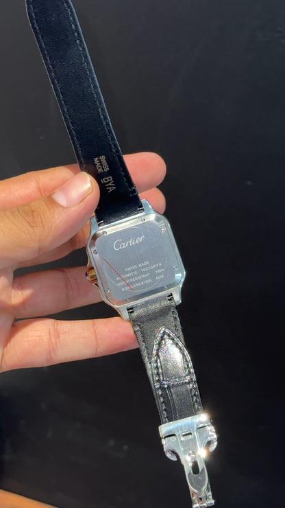 Cartier Santos | Gold TT Case | Black Strap | White Dial - twentyfour