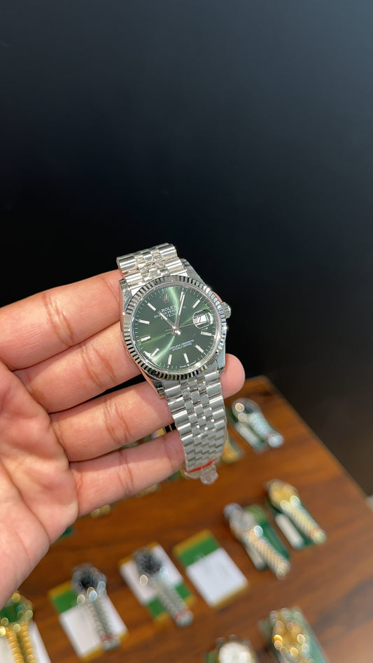 Premium Datejust | 36mm | Silver Chain | Mint Green Dial