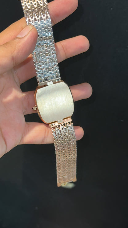 Pp Ellipse | Rose Mesh Chain | Black Ebony Dial