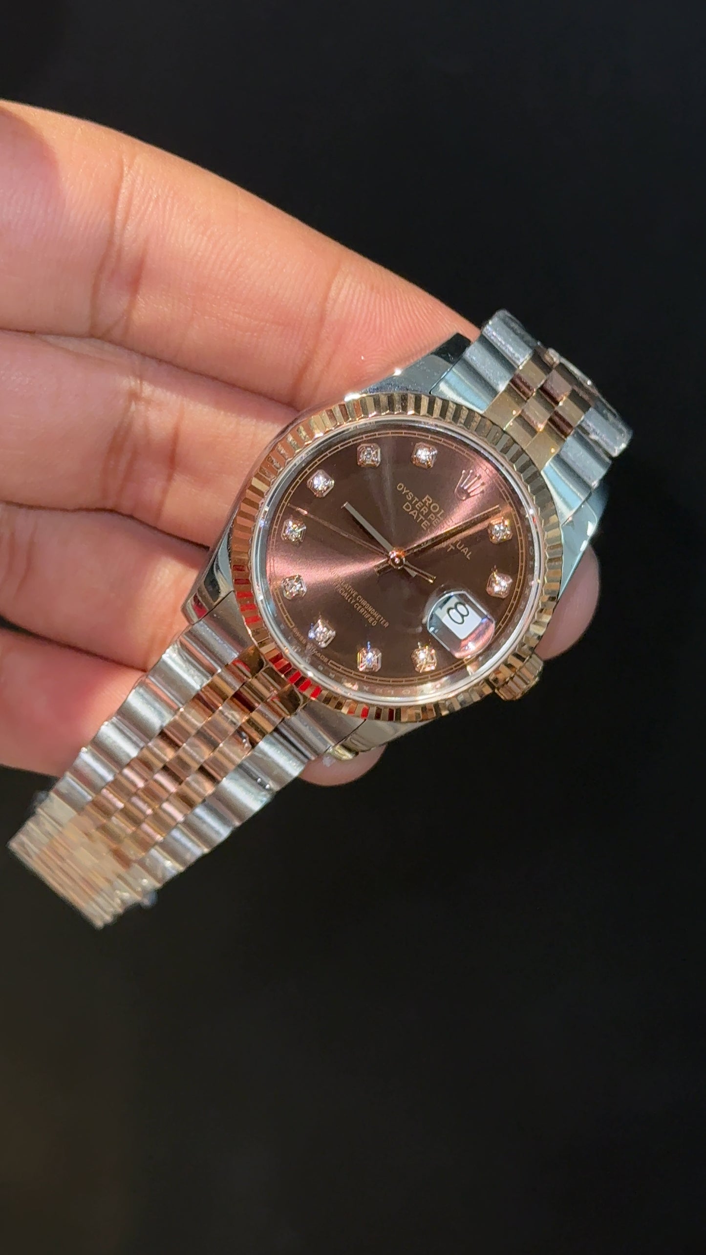 Premium Datejust | 36mm | Rose Two Tone | Choco Diamond Dial