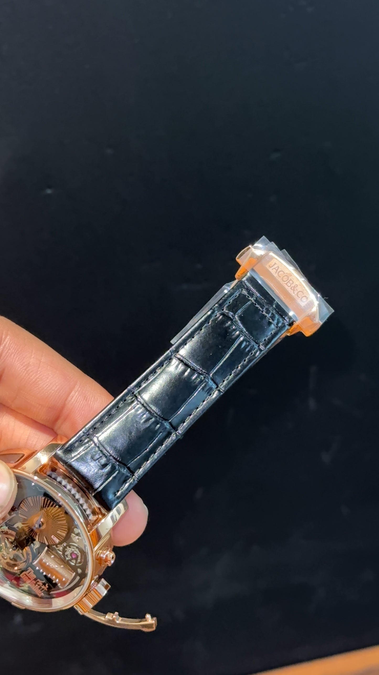 Executive Jacob And Co | Rose Case | The GodFather Edition | Black Leather Strap | Black Dial