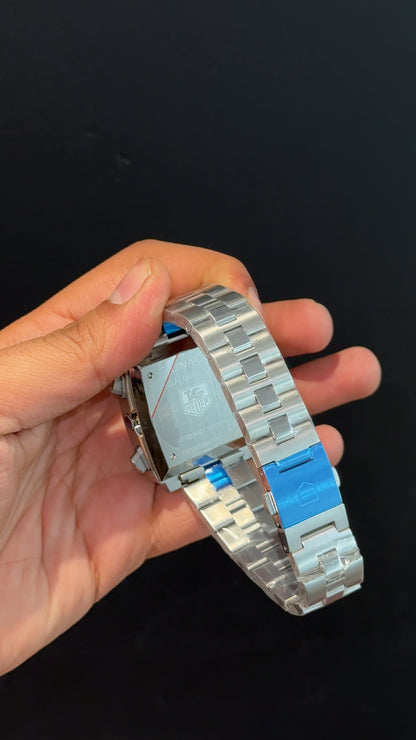 Tag Monaco | Silver Chain | Blue Chrono | Silver Dial