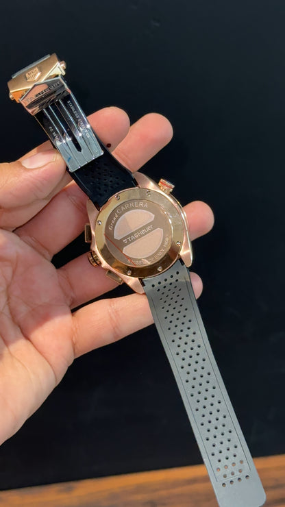 Tag Carrera | Calibre 86 | Rose | Black Strap | Chrono | White Dial