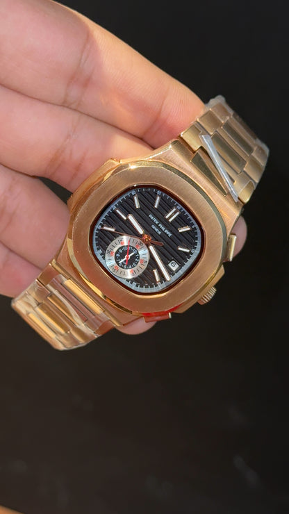 PP Auto | Single Time Edition | Rose Chain | Black Dial