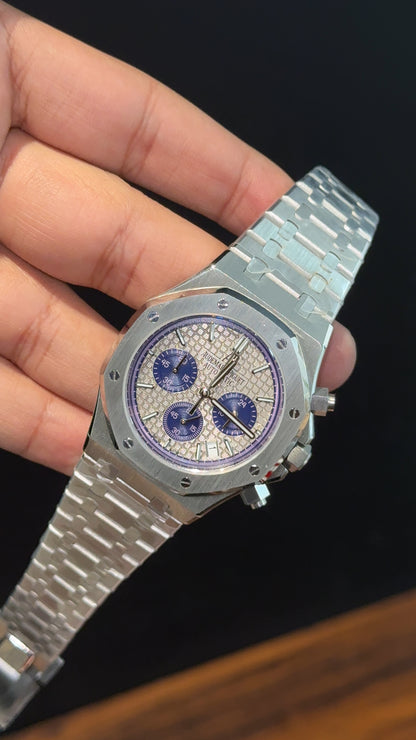 AP | Purple Chrono | Silver Chain |  Greyish Box Dial