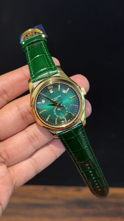 Pp Auto | Annual Calendar Edition | Gold | Green Strap | Green Dial - twentyfour