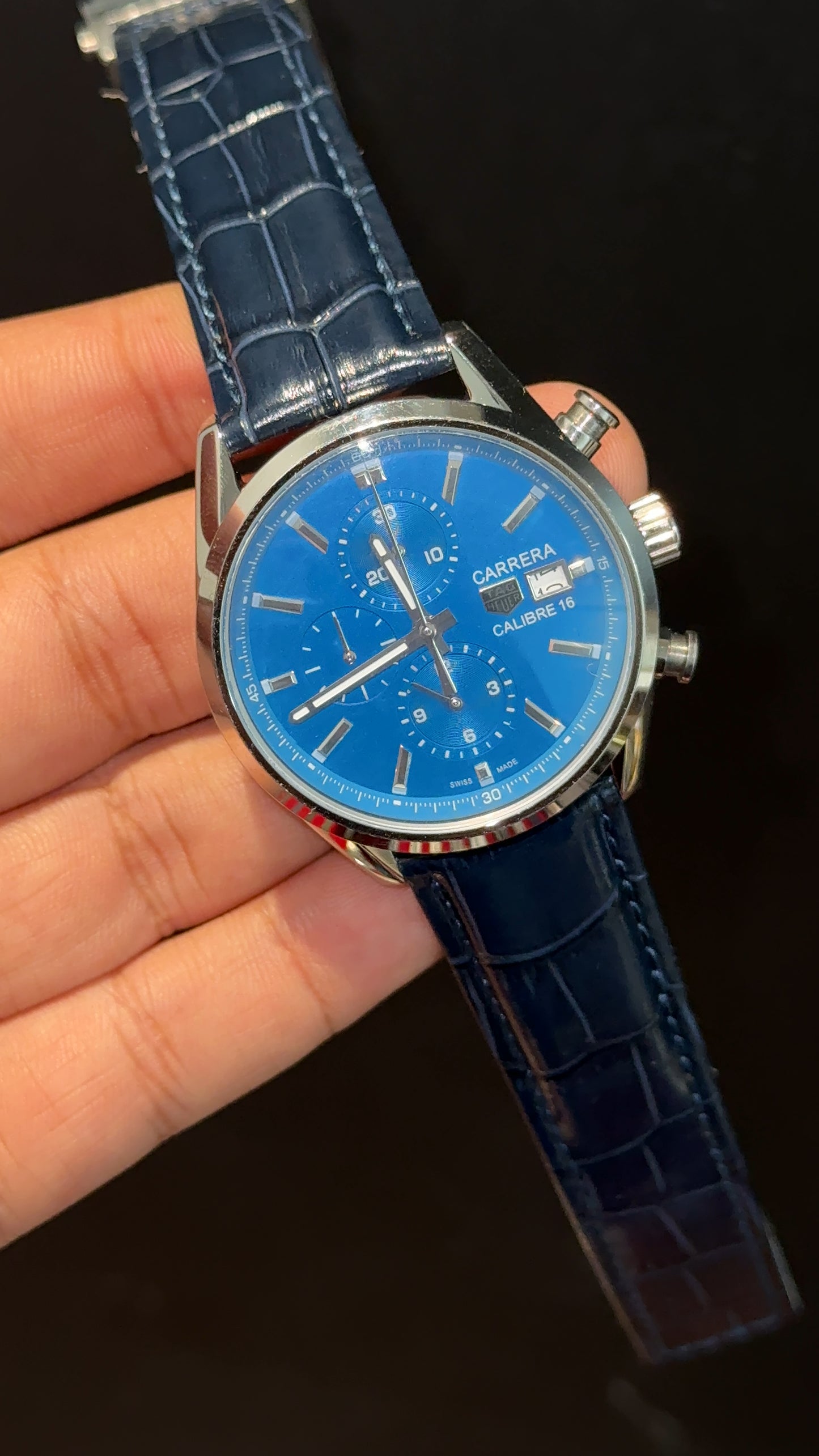 Tag Calibre 16 | Blue Strap | Chrono | Blue Plain Dial
