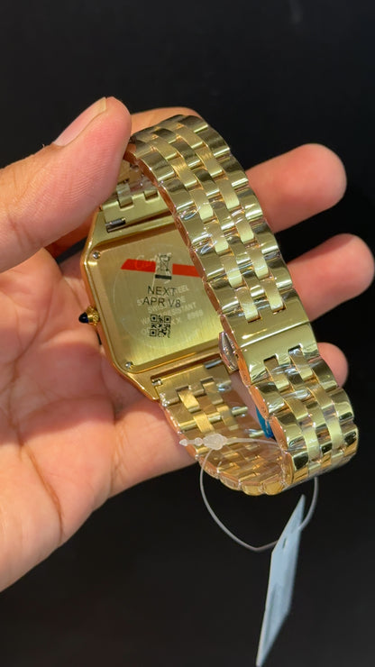 Santos De Cartier | Slim Edition | Gold Chain | White Dial