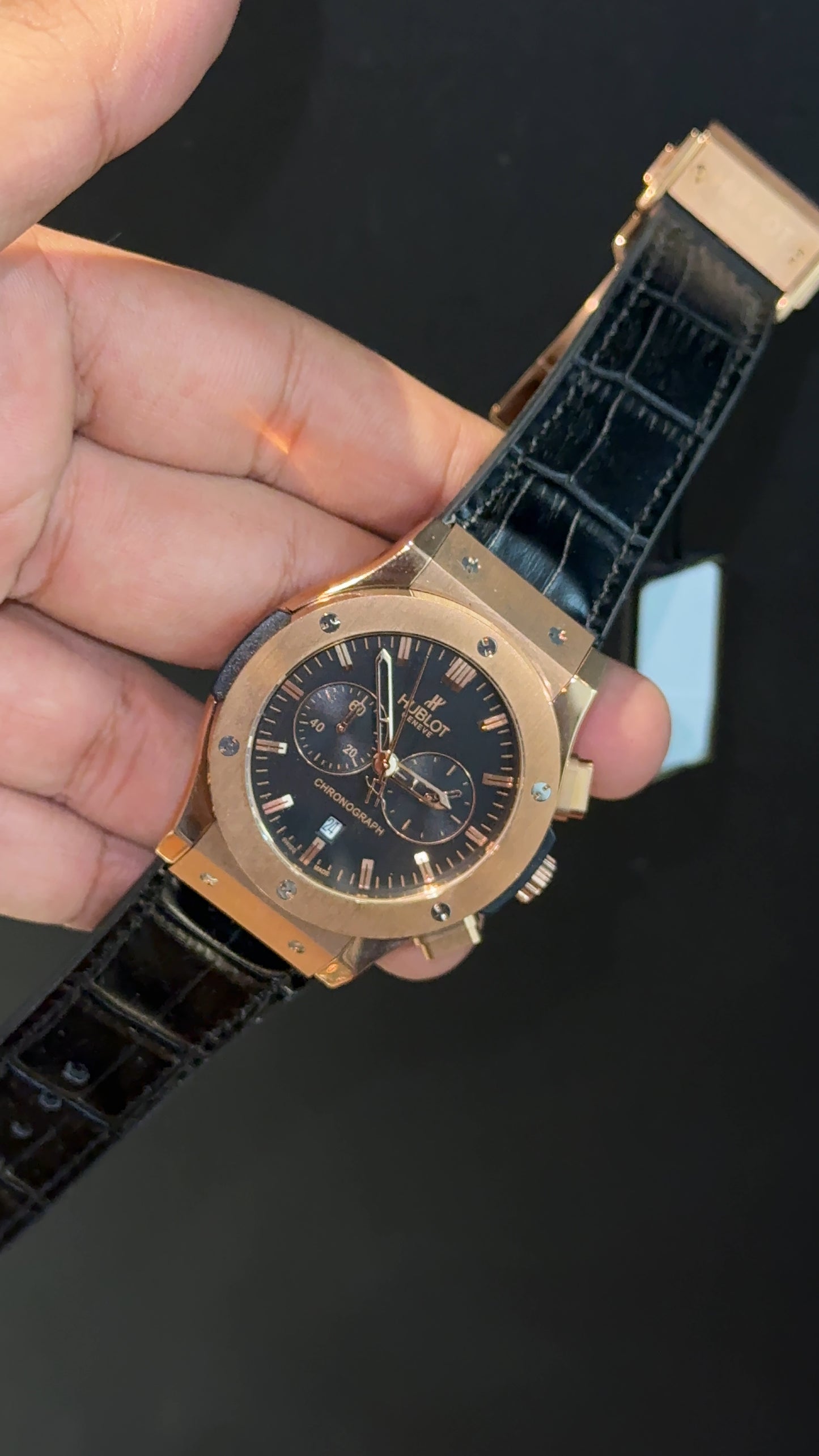 Hublot | Rose Case | Chrono | Black Strap | Black Dial