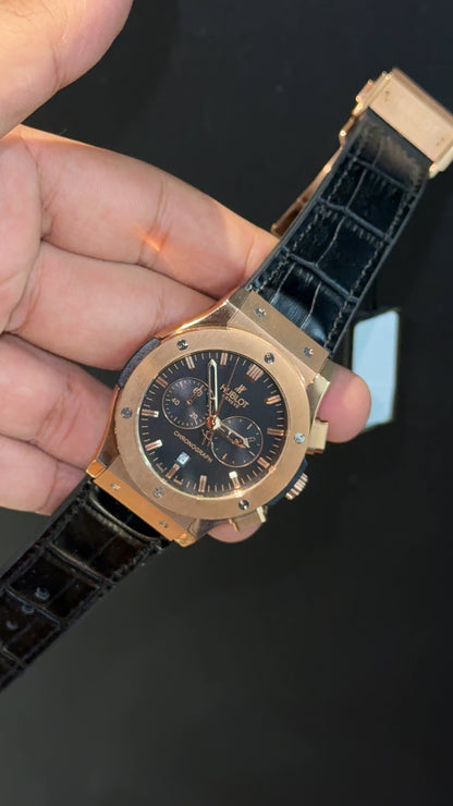 Hublot | Rose Case | Chrono | Black Strap | Black Dial
