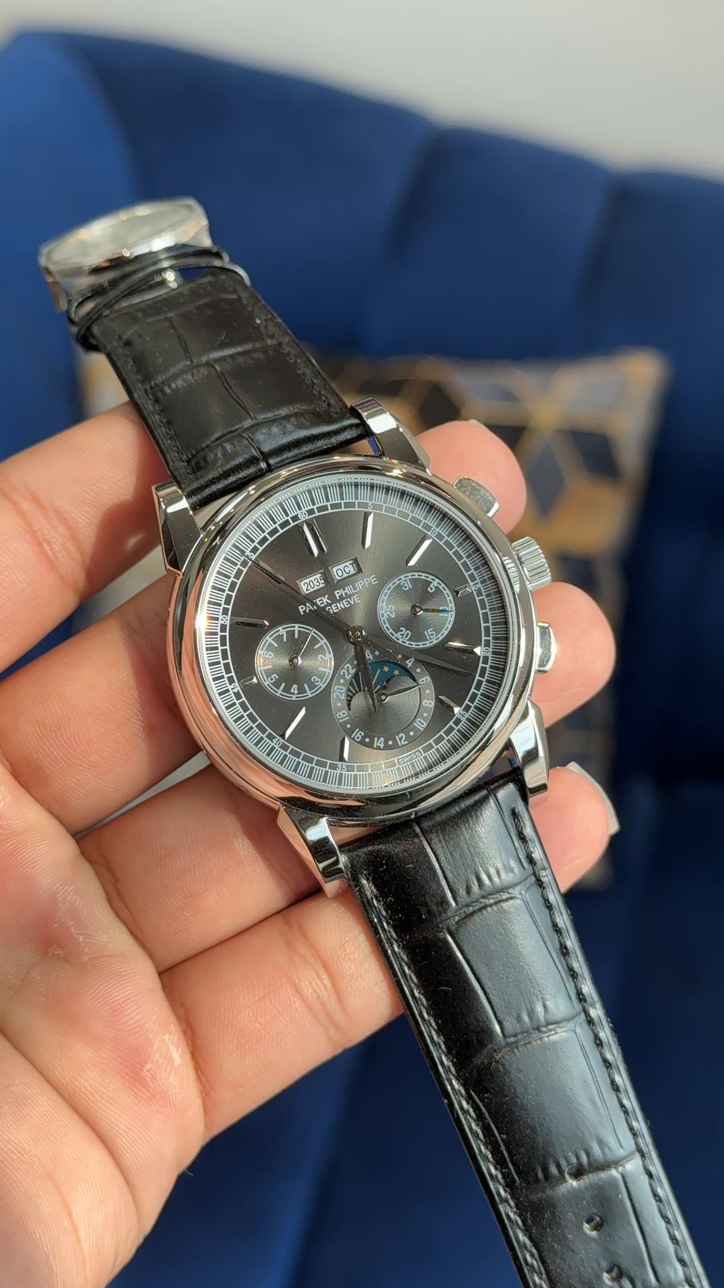 Pp Century Silver | Chrono | MoonPhase | Black Dial