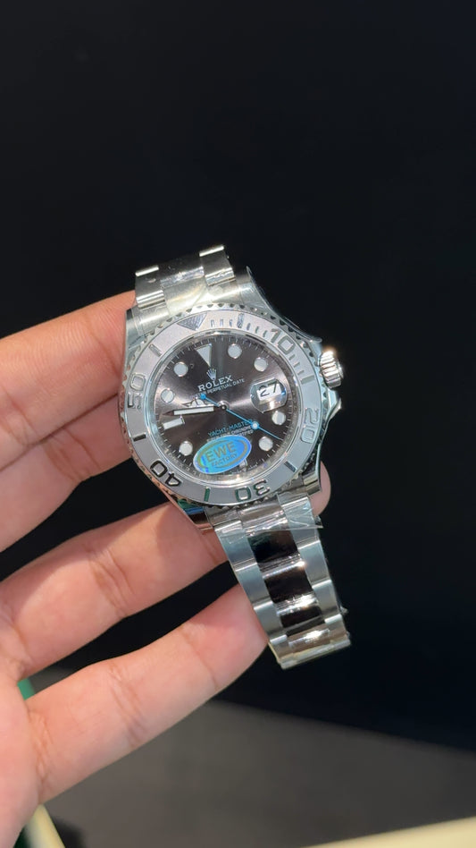 Premium Yatch Master | Silver Chain | Grey Bezel | Black Dial