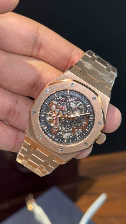 AP Skeleton | Auto | Rose Chain | Black Dial