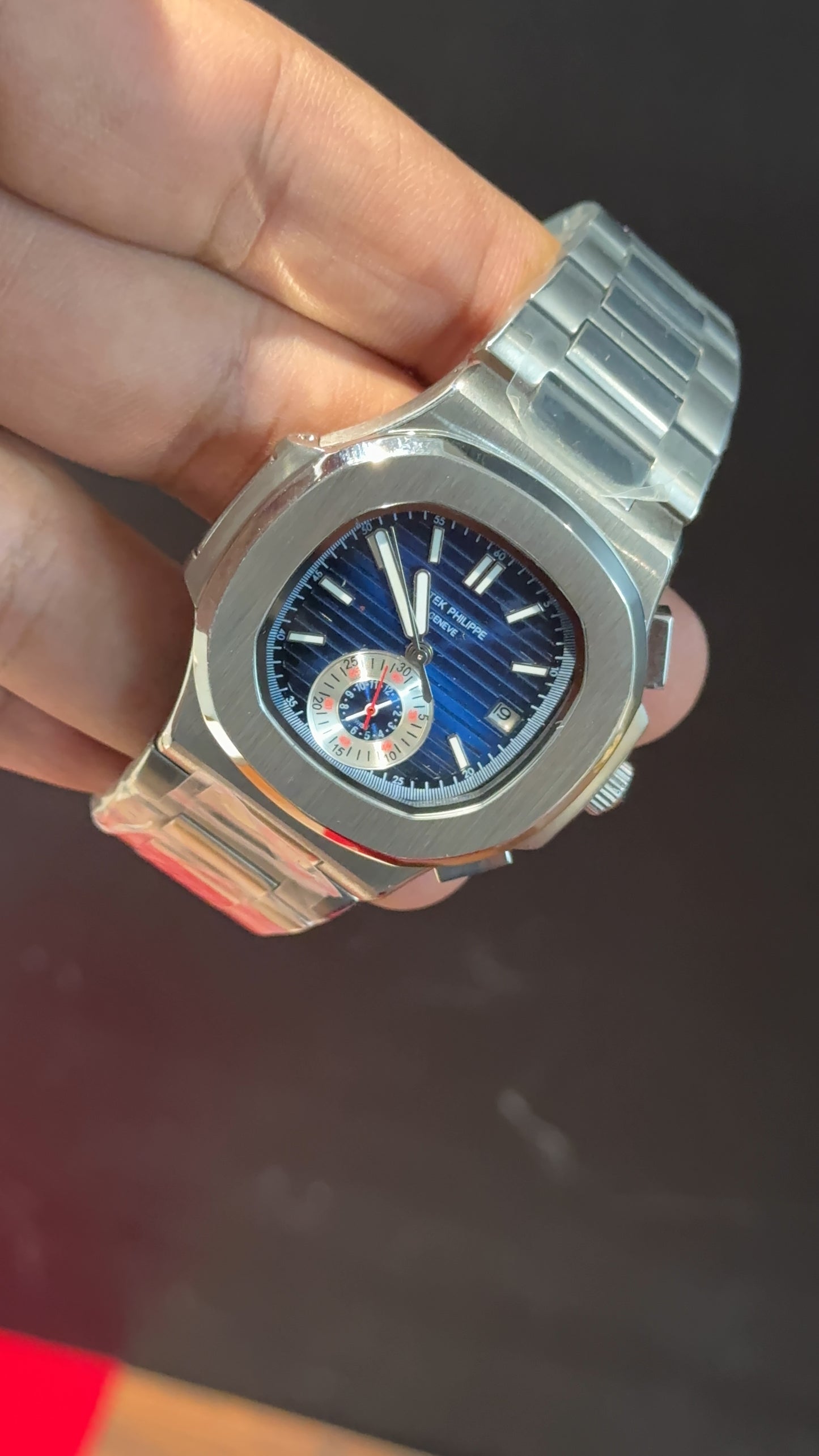 PP Auto | Single Time Edition | Silver Chain | Dark Blue Dial