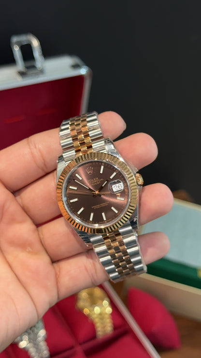 Premium Datejust | Rose Two Tone Chain  | Choco Dial