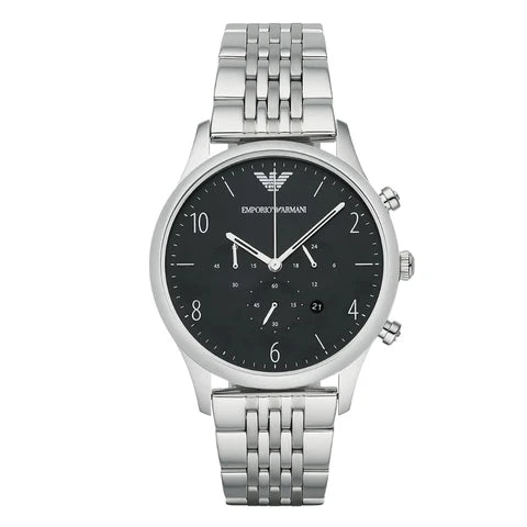 Emporio Armani Men’s Quartz Stainless Steel Black Dial 43mm Watch AR 1863
