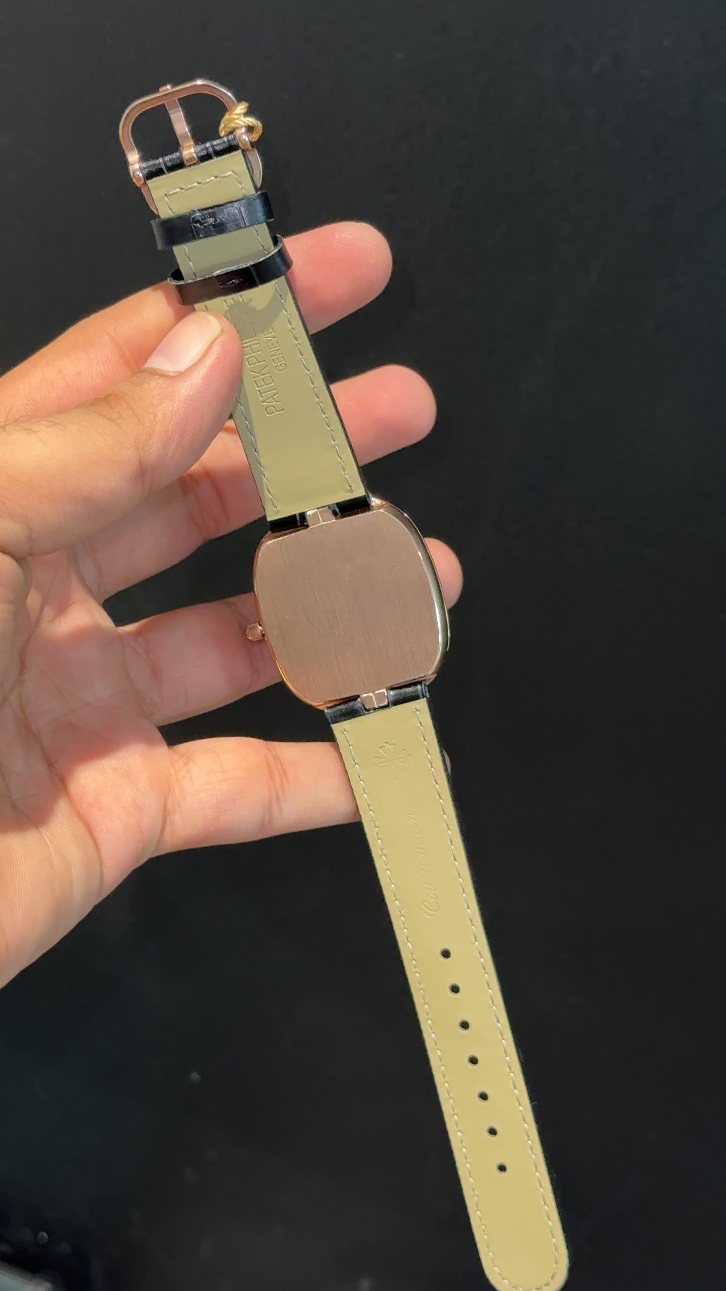 Pp Ellipse | Rose Case | Black Leather Strap | Black Ebony Dial