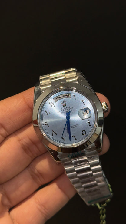 DayDate | Silver Chain | Plain Bezel | Tiffany Arabic Dial