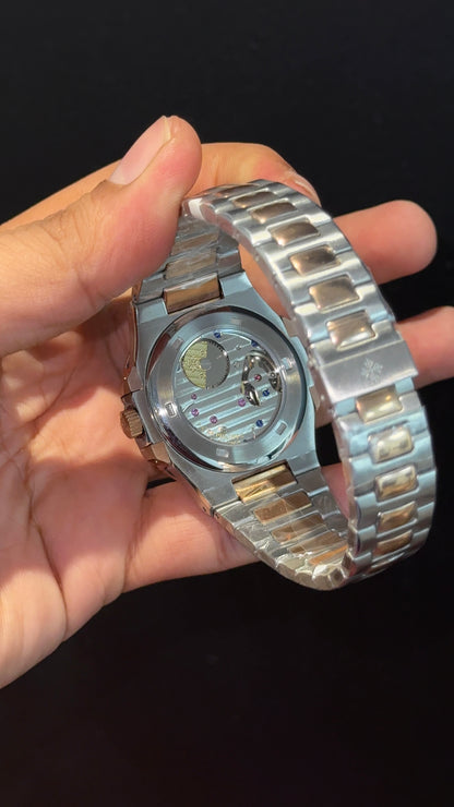 Pp Auto | Moonphase | Rose Two Tone | Sub Blue Dials