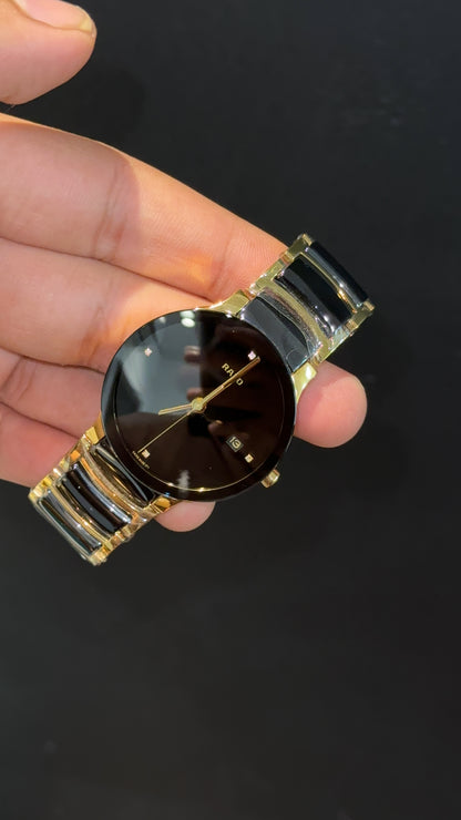 Rado Centrix | Gold Black Two Tone | Black Dial
