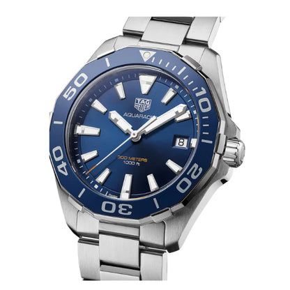 Tag Heuer Aquaracer Men’s Quartz Swiss Made Silver Stainless Steel Blue Dial 41mm | WAY111C.BA0928