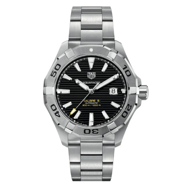 Tag Heuer Aquaracer Men’s Automatic Swiss Made Silver Stainless Steel Black Dial 43mm | WAY2010.BA0927