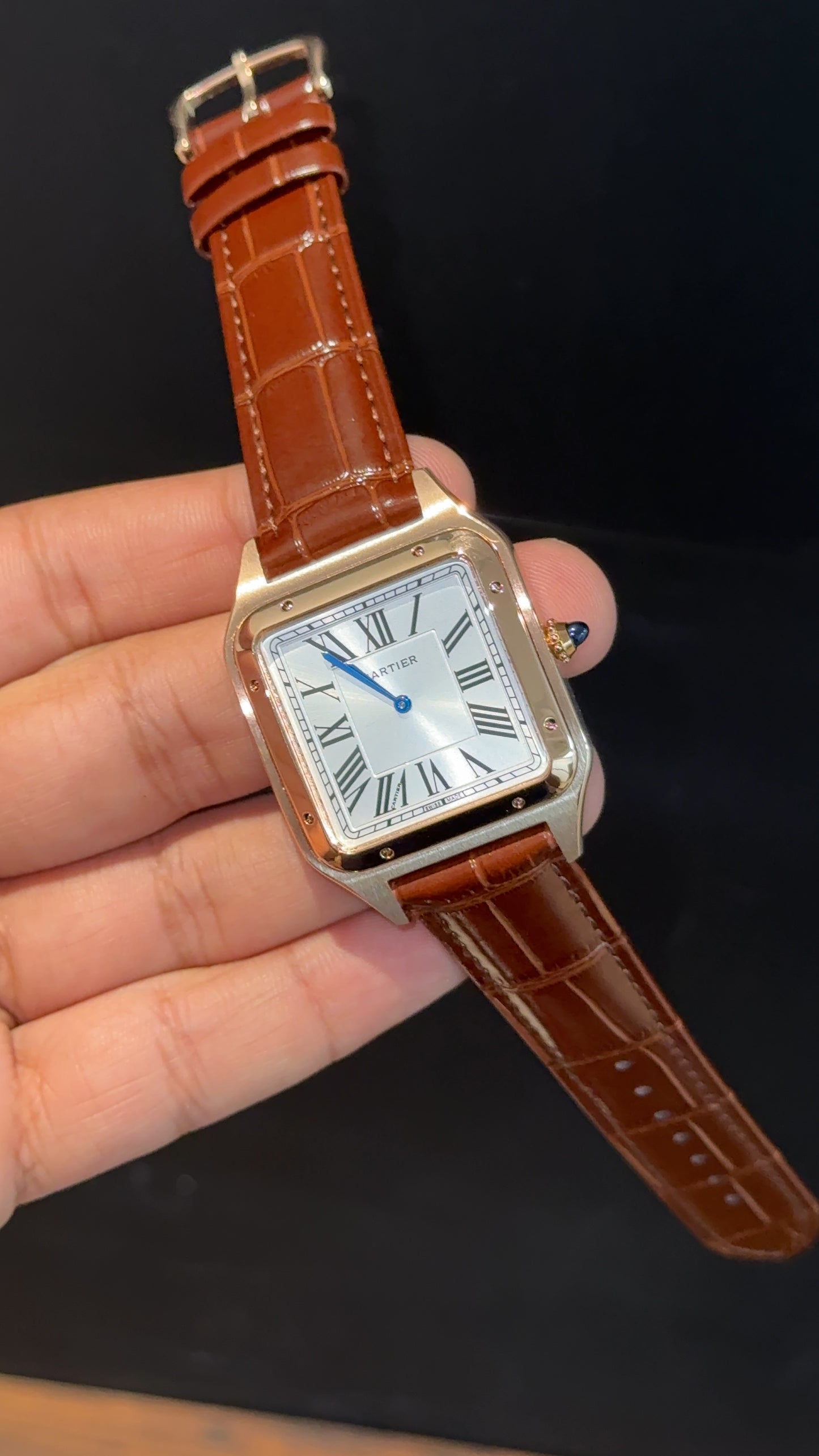 Cartier Dumont Lacquer | Rose Two Tone Case | Brown Leather Strap | White Dial - twentyfour