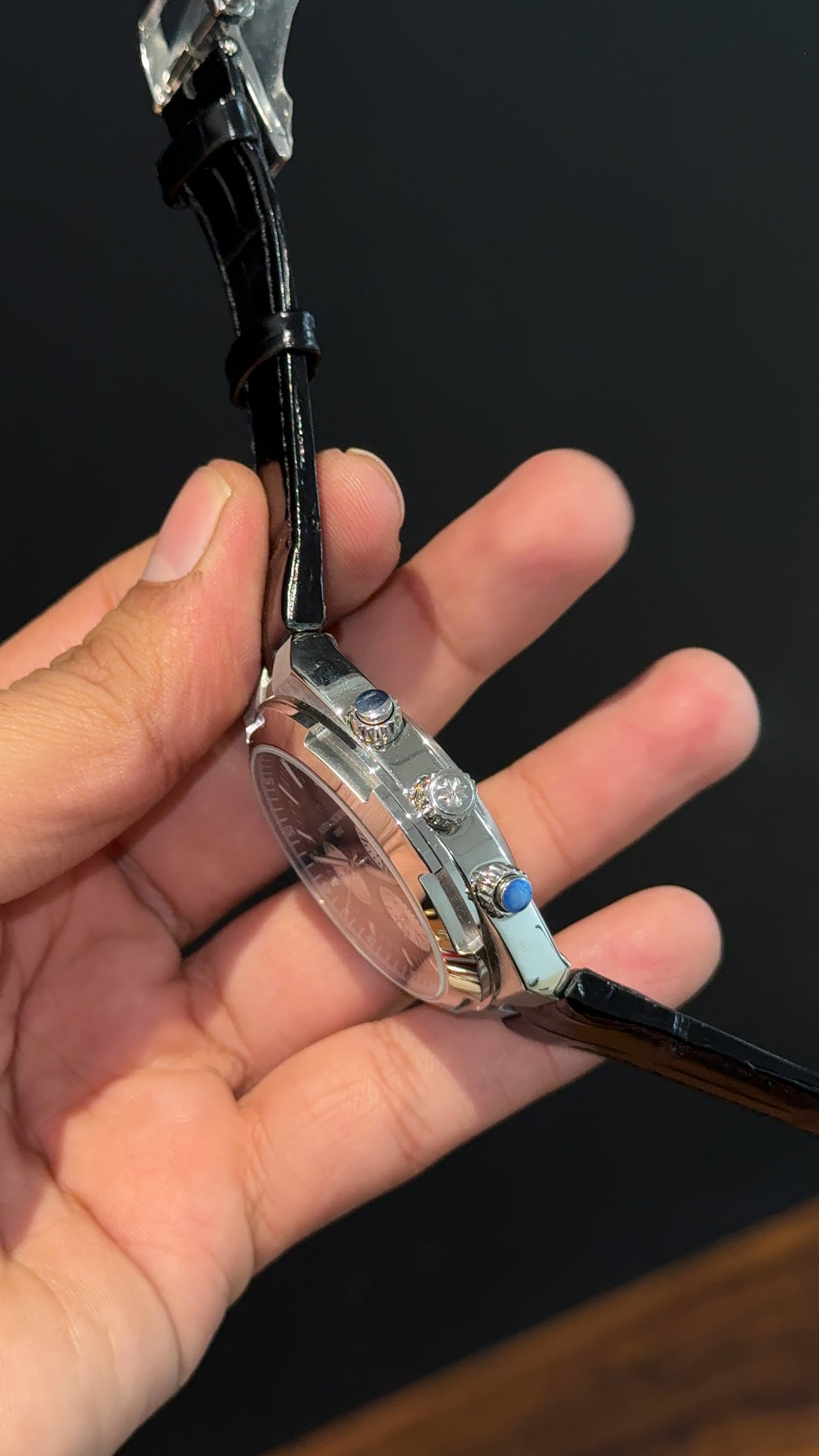 Vacheron Constantin | Black Leather Strap | White Chrono | Black Dial