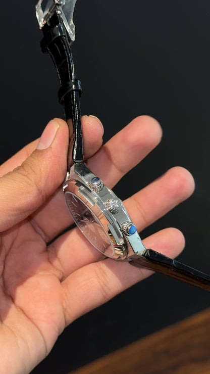 Vacheron Constantin | Black Leather Strap | White Chrono | Black Dial