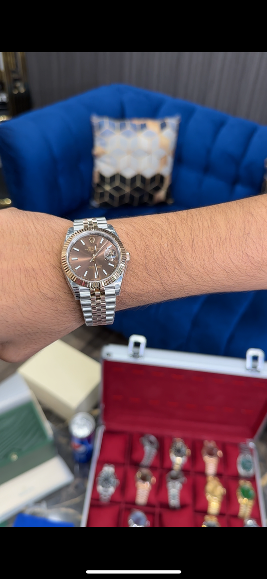 Premium Datejust | Rose Two Tone Chain  | Choco Dial