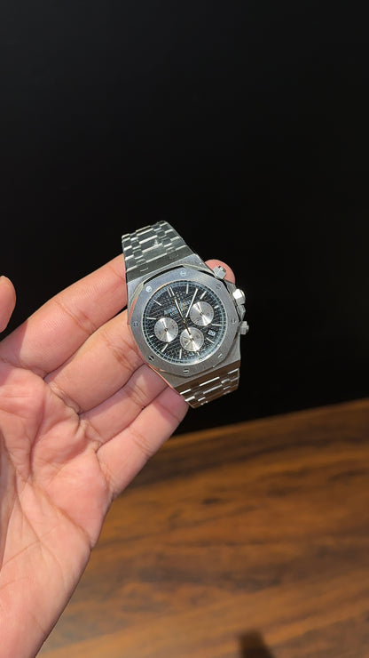 AP | Silver Chain | White Chrono | Black Dial