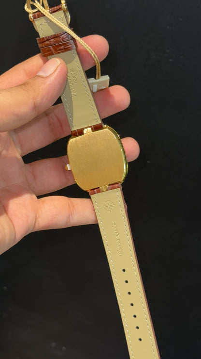 Pp Ellipse | Gold Case | Brown Leather Strap | White Ebony Dial