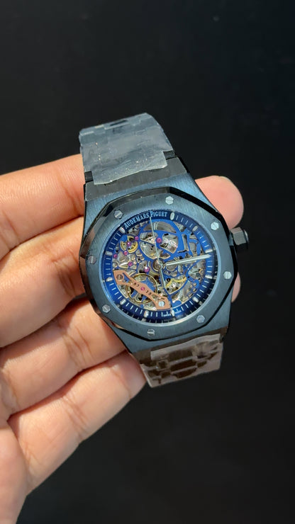 AP Skeleton | Auto | Black Chain | Blue Dial
