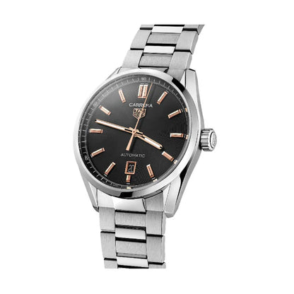 Tag Heuer Carrera Men’s Automatic Swiss Made Silver Stainless Steel Black Dial 41mm Watch WAR201C.BA0723 - twentyfour