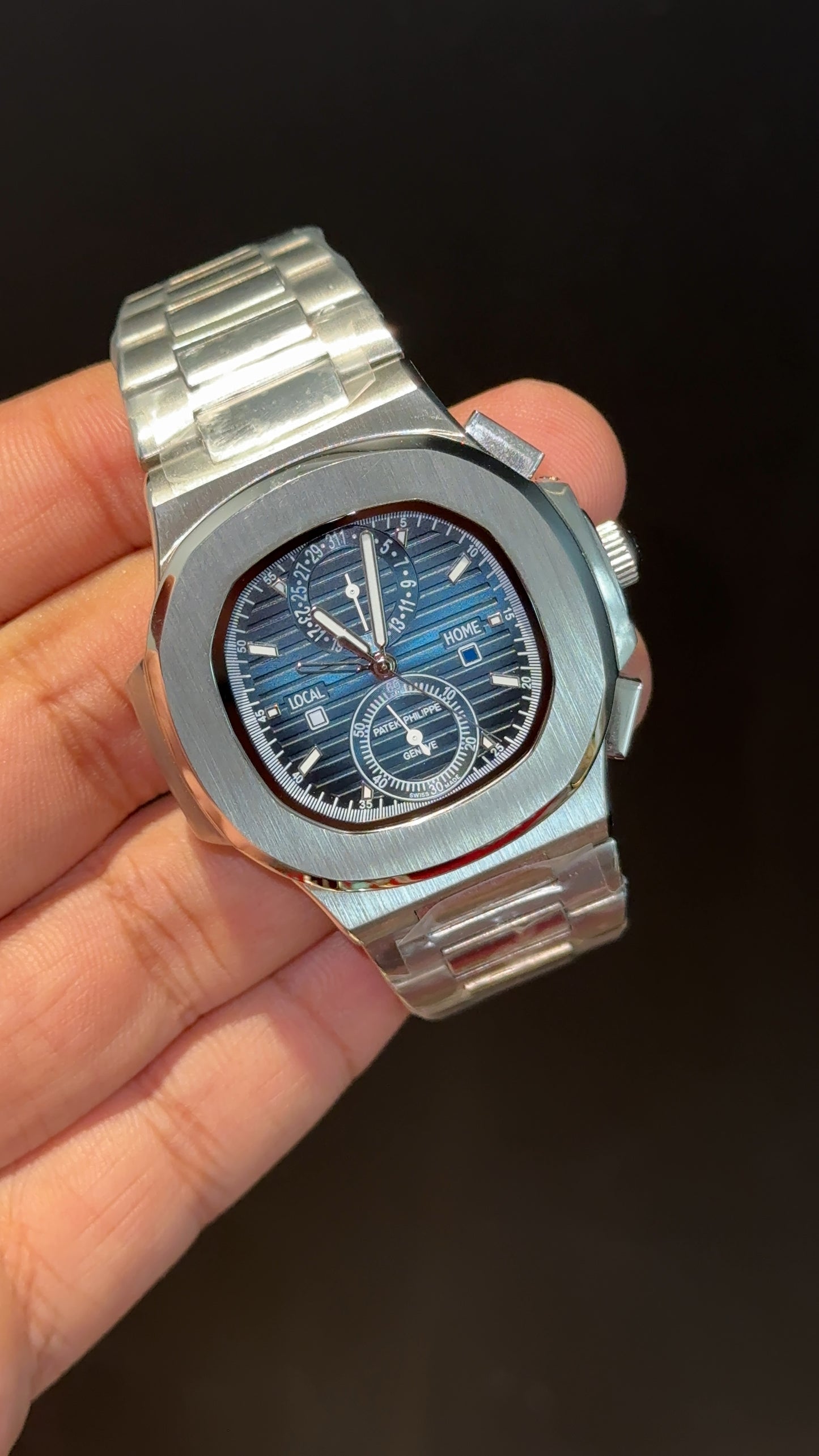PP Auto | Silver Chain | Dual Time Edition | Blueish Dial