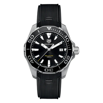 Tag Heuer Aquaracer Men’s Quartz Swiss Made Black Silicone Strap Black Dial 41mm | WAY111A.FT6151
